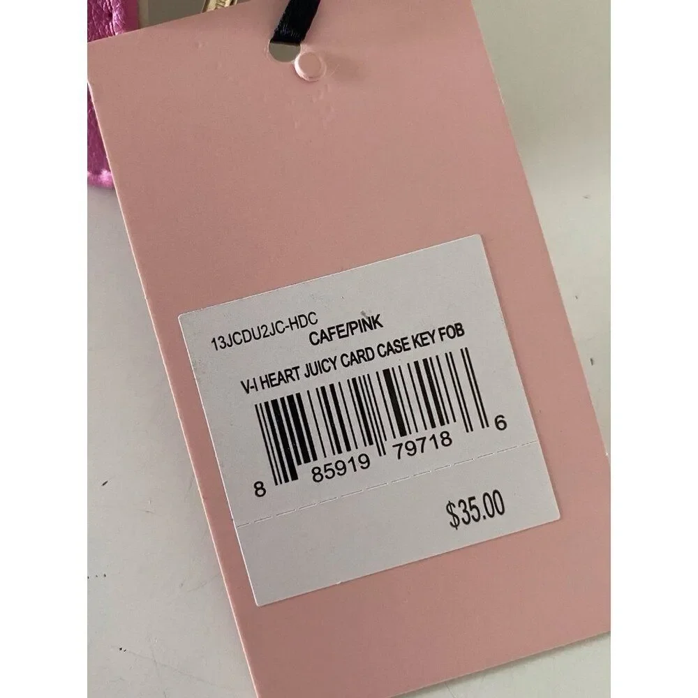 Juicy Couture Cafe Pink V-I Heart Juicy Card Case Key‎ Fob Wallet NEW